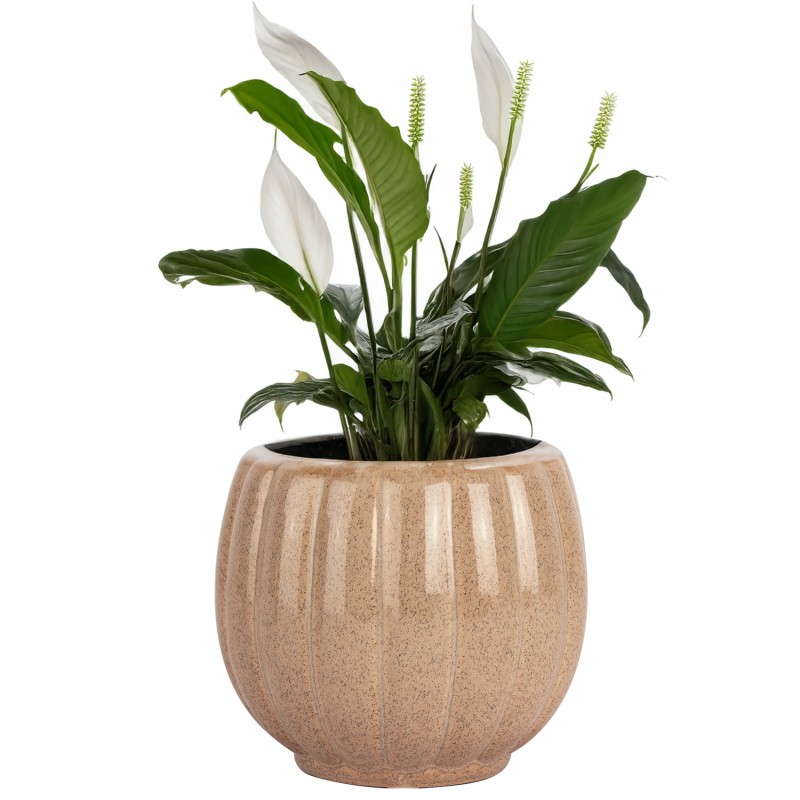 Beżowa Doniczka Ceramiczna z Połyskiem – Elegancka i Funkcjonalna