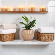 Beżowa Doniczka Ceramiczna z Połyskiem – Elegancka i Funkcjonalna