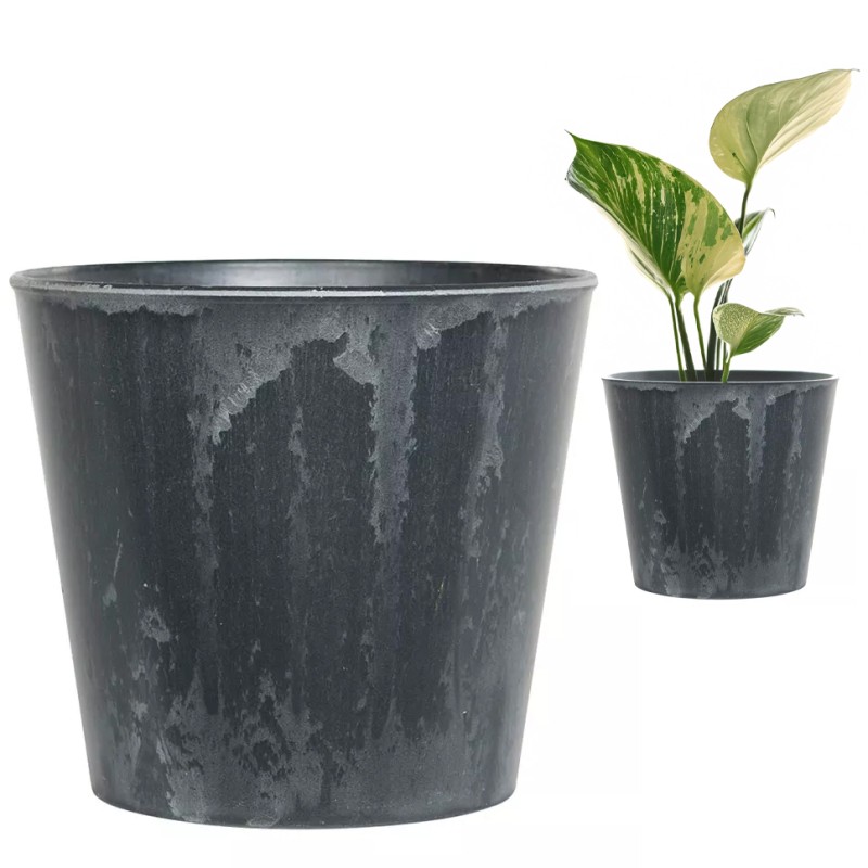 Szara Doniczka z Imitacją Kamienia – Nowoczesny Design