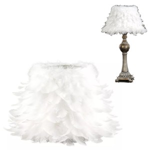 Klosz z Naturalnych Piór – Biały Elegancki Dodatek do Lampy