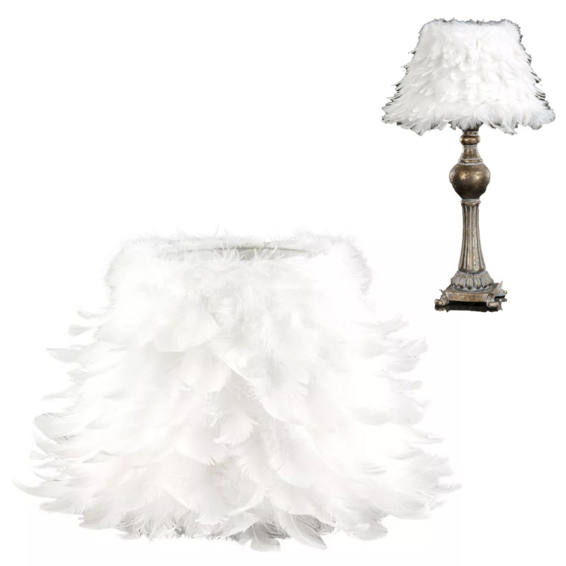 Klosz z Naturalnych Piór – Biały Elegancki Dodatek do Lampy