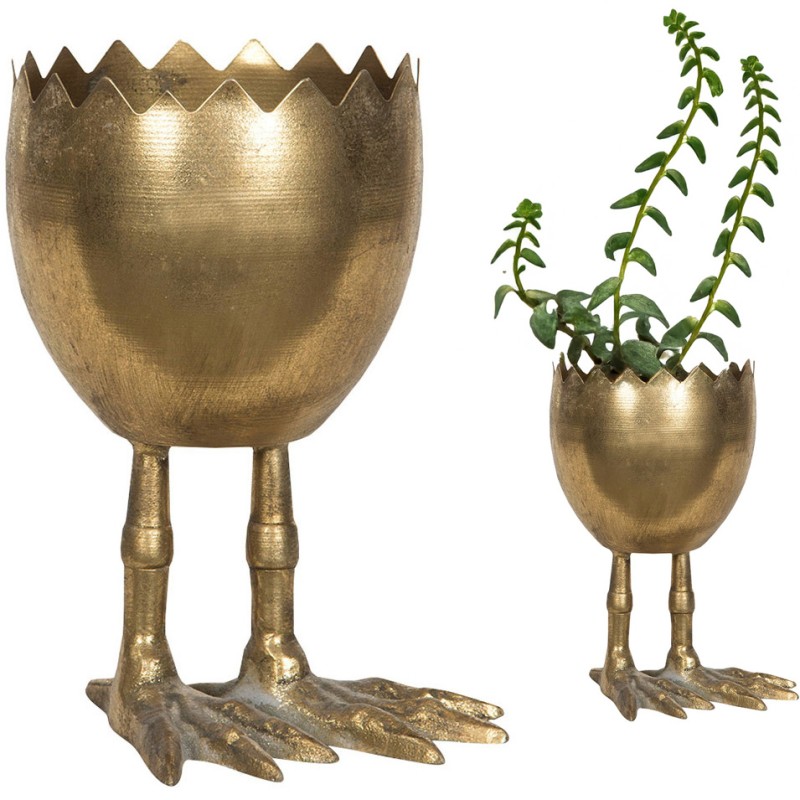 Złota Metalowa Osłonka Wielkanocna w Kształcie Jajka na Nóżkach – Elegancka Dekoracja