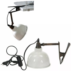 LAMPA z klipsem RETRO biała 14cm