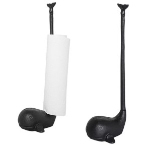 Stojak na Ręczniki Papierowe w Kształcie Wieloryba – Żeliwny, Czarny