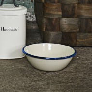 Klasyczna Emaliowana Miska – Biała niebieska 600 ml