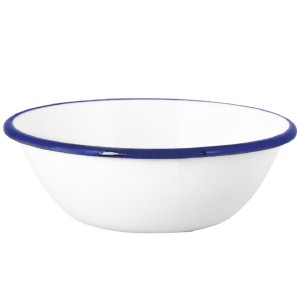 Klasyczna Emaliowana Miska – Biała niebieska 600 ml