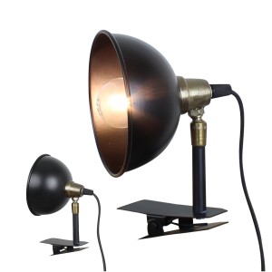 Czarna Lampa z Klipsem – Regulowana, Metalowa, Styl Vintage