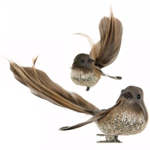 Ptaszek Dekoracyjny z Klipsem – Naturalna Ozdoba z Piór