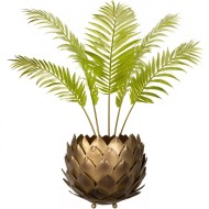 Złota Doniczka Metalowa – Dekoracyjna Osłonka w Kształcie Kwiatu