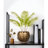 Złota Doniczka Metalowa – Dekoracyjna Osłonka w Kształcie Kwiatu