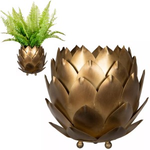 Złota Metalowa Doniczka – Plaska Osłonka na Bonsai Kwiat