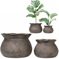 Szare Doniczki Metalowe – Zestaw 2 Sztuk w Stylu Loft