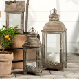 Metalowe Lampiony Szklane – Zestaw 2 Sztuk w Stylu Retro Loft