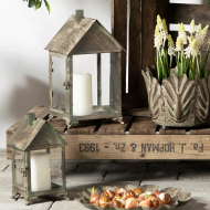 Metalowe Lampiony Szklane – Zestaw 2 Sztuk w Stylu Retro Loft