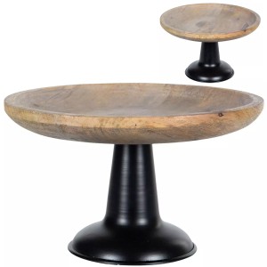 Drewniana Patera na Metalowej Podstawie – Styl Boho, Owoce, Dekoracje