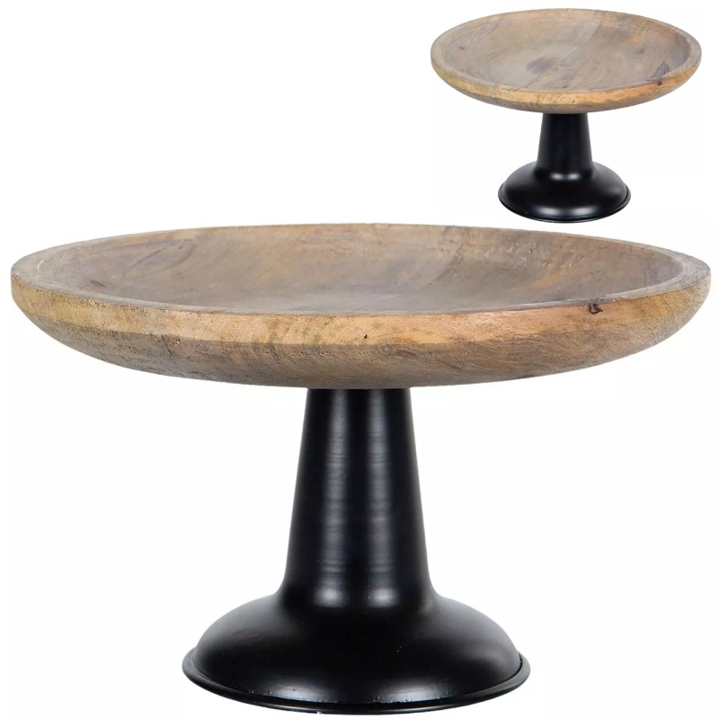 Drewniana Patera na Metalowej Podstawie – Styl Boho, Owoce, Dekoracje