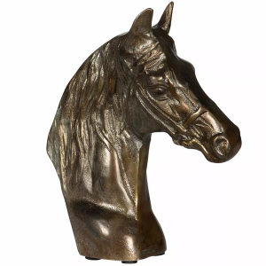 Figurka głowa konia – elegancka dekoracja w kolorze starego złota