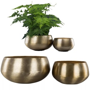 Złote metalowe doniczki – elegancki komplet 2 osłonek