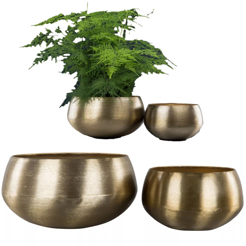 Złote metalowe doniczki – elegancki komplet 2 osłonek