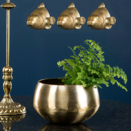 Złote metalowe doniczki – elegancki komplet 2 osłonek