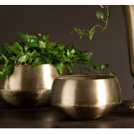 Złote metalowe doniczki – elegancki komplet 2 osłonek