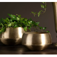 Złote metalowe doniczki – elegancki komplet 2 osłonek
