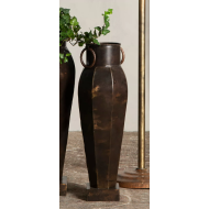Duży metalowy wazon podłogowy w stylu loft – rdzawa elegancja
