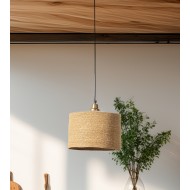 Naturalna lampa wisząca boho – jutowy abażur, regulowany kabel