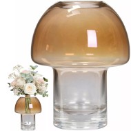 Szklany wazon w kształcie grzybka – elegancka dekoracja do wnętrz