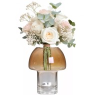 Szklany wazon w kształcie grzybka – elegancka dekoracja do wnętrz