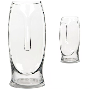 Szklany wazon z motywem twarzy – elegancka dekoracja do wnętrz