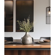 Srebrny metalowy wazon w stylu loft – elegancka dekoracja do wnętrz