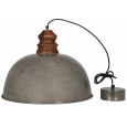 Szara metalowa lampa wisząca z drewnem mango – elegancka i stylowa dekoracja