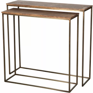 Zestaw konsol z drewna mango i metalu – stylowy dodatek do wnętrz