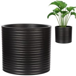 Doniczka czarna ceramiczna matowa 17,5 cm, ozdobna na parapet, do roślin domowych