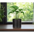 Doniczka czarna ceramiczna matowa 17,5 cm, ozdobna na parapet, do roślin domowych