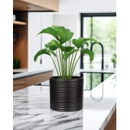 Doniczka czarna ceramiczna matowa 17,5 cm, ozdobna na parapet, do roślin domowych