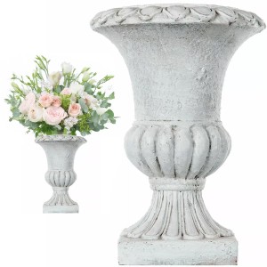 Wazon biały antyczny 30 cm, dekoracyjny na kwiaty, styl klasyczny, elegancki