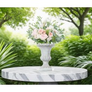 Wazon biały antyczny 30 cm, dekoracyjny na kwiaty, styl klasyczny, elegancki