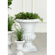 Wazon biały antyczny 30 cm, dekoracyjny na kwiaty, styl klasyczny, elegancki
