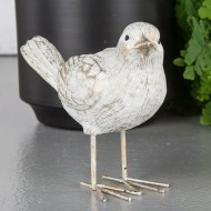 Figurka dekoracyjna wróbel 11 cm, biały ptak na parapet, komodę, prezent