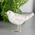 Figurka dekoracyjna wróbel 11 cm, biały ptak na parapet, komodę, prezent