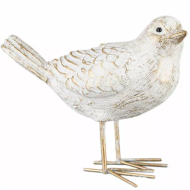 Figurka dekoracyjna wróbel 11 cm, biały ptak na parapet, komodę, prezent