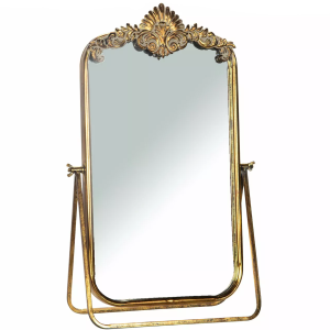 Lustro uchylne złote 58 cm, styl retro, na toaletkę, do garderoby, elegancka dekoracja