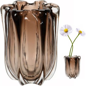 Wazon szklany brązowy 20 cm, ręcznie dmuchany, nowoczesny design, elegancka dekoracja