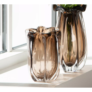 Wazon szklany brązowy 20 cm, ręcznie dmuchany, nowoczesny design, elegancka dekoracja