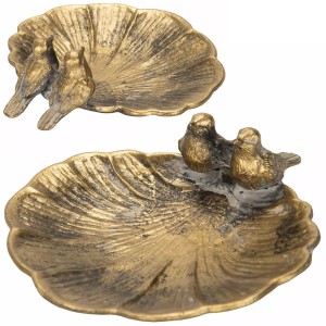 Złota podstawka dekoracyjna z ptakami, metalowa miseczka na drobiazgi, elegancki dodatek