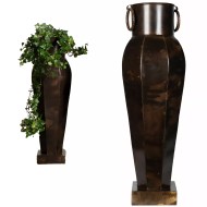 Wazon podłogowy loftowy 73 cm, metalowy, rdzawy brąz, dekoracyjny, na gałęzie i kwiaty