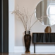 Wazon podłogowy loftowy 73 cm, metalowy, rdzawy brąz, dekoracyjny, na gałęzie i kwiaty