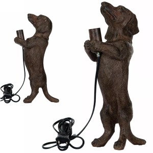 Lampa stołowa Jamnik, brązowy mat, styl boho i retro, 36 cm, E14, dekoracyjna